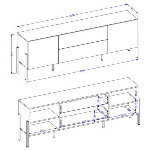 Suporte para TV 2 portas 2 gavetas 200 cm Bérénice Branco