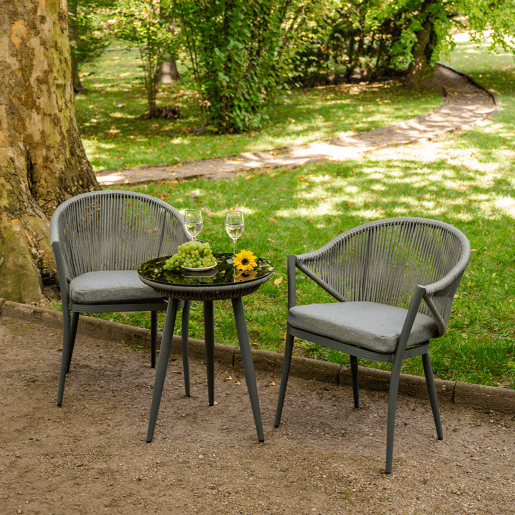 Conjunto de mobiliário de jardim de 2 lugares Palermo Cinzento escuro