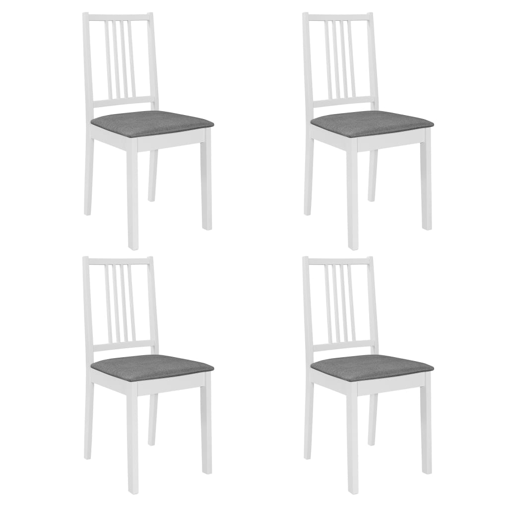 Vidaxl sillas de comedor con cojines 4 unidades madera maciza blanca