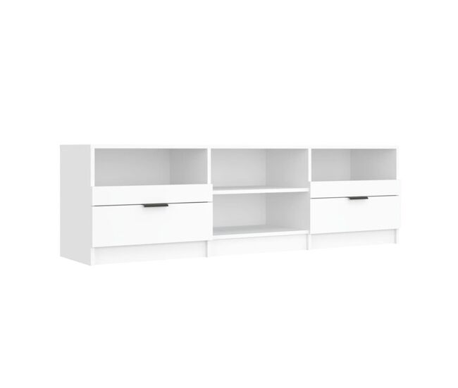 Mueble TV multimedia estantería para televisión buffet para televisión comedor salón dormitorio 150 x 33,5 x 45 cm madera contrachapada blanca 02_0026009