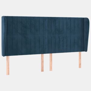 vidaXL Cabeceira cama c abas veludo 163x23x118128 cm azul-escuro