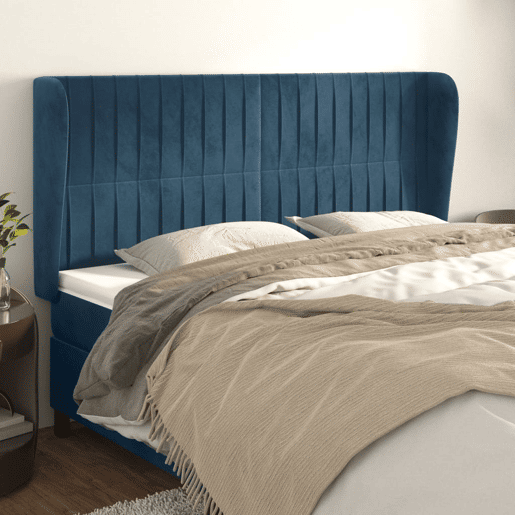 vidaXL Cabeceira cama c abas veludo 163x23x118128 cm azul-escuro vidaXL Cabeceira cama c abas veludo 163x23x118128 cm azul-escuro