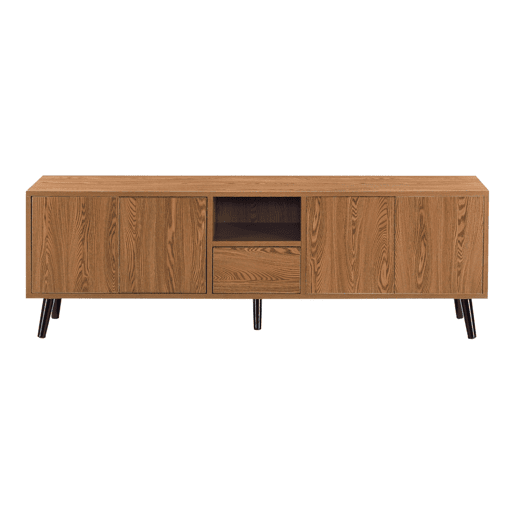 Móvel de TV moderno 140 x 30 x 46 cm efeito madeira escura 03_0007761