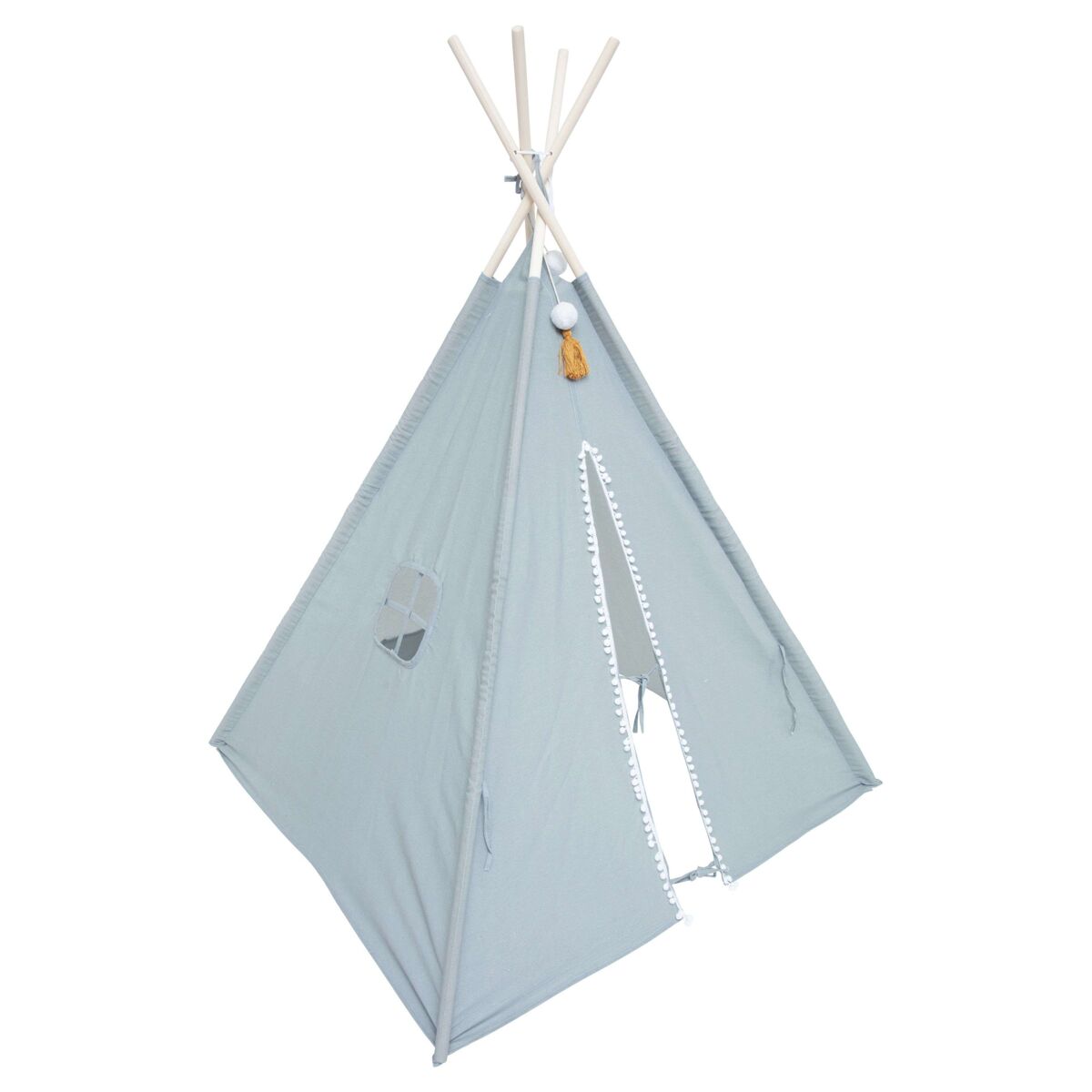 Tipi infantil wapi azul 120 cm - enrollable y portátil, en poliéster y algodón tienda campaña infantil
