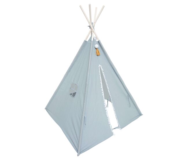 Tipi infantil wapi azul 120 cm - enrollable y portátil, en poliéster y algodón tienda campaña infantil
