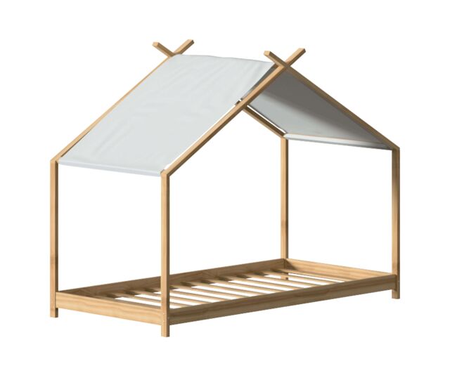 Cama Juvenil Infantil Tienda de Campaña Ilian Blanco y Roble 90x190 cm
