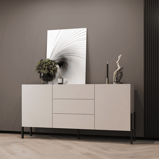 Bérénice Cashmere Aparador comprido de 2 portas e 3 gavetas