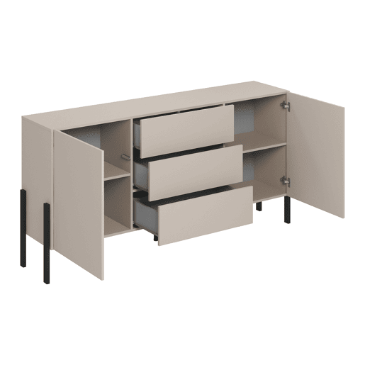 Bérénice Cashmere Aparador comprido de 2 portas e 3 gavetas