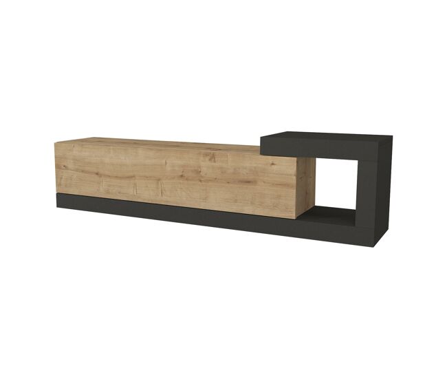 Mueble TV de pared de diseño moderno 150 x 30 x 39 cm efecto roble antracita 03_0007800