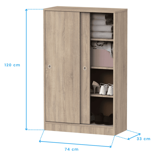 Armário auxiliar baixo Turin 2 portas 3 prateleiras Cambrian Móvel de armazenamento multiuso 120x74x33 cm Armário auxiliar baixo Turin 2 portas 3 prateleiras Cambrian Móvel de armazenamento multiuso 120x74x33 cm