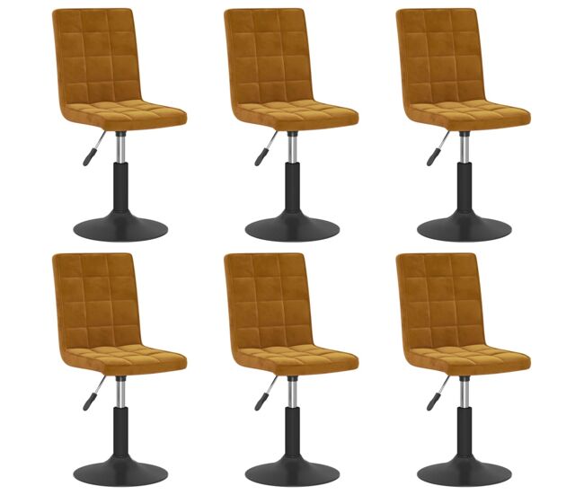 Vidaxl sillas de comedor giratorias 6 uds terciopelo marrón
