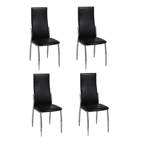 Conjunto de 4 cadeiras de jantar com couro preto