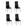 Conjunto de 4 cadeiras de jantar com couro preto