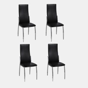 Conjunto de 4 cadeiras de jantar com couro preto
