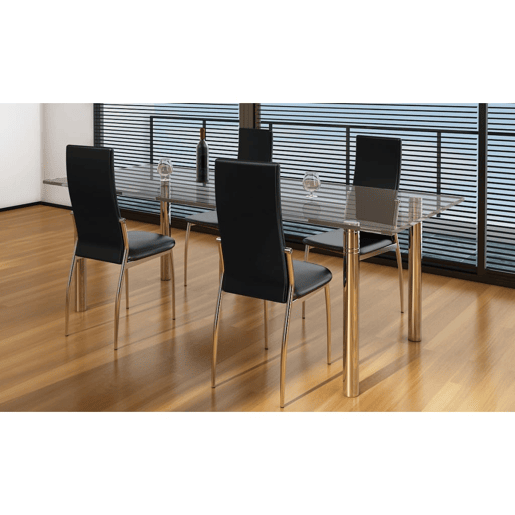 Conjunto de 4 cadeiras de jantar com couro preto