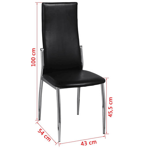 Conjunto de 4 cadeiras de jantar com couro preto