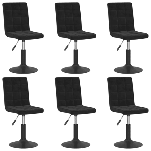 vidaXL Cadeiras de jantar giratórias 6 pcs veludo preto