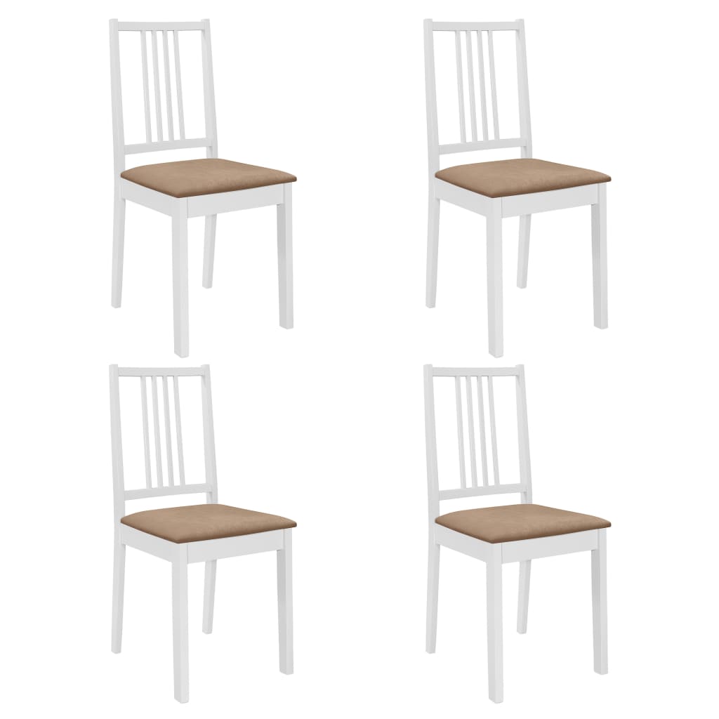Vidaxl sillas de comedor con cojines 4 unidades madera maciza blanca
