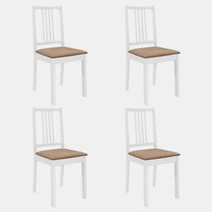 vidaXL Cadeiras de jantar com almofadões 4 pcs madeira maciça branco