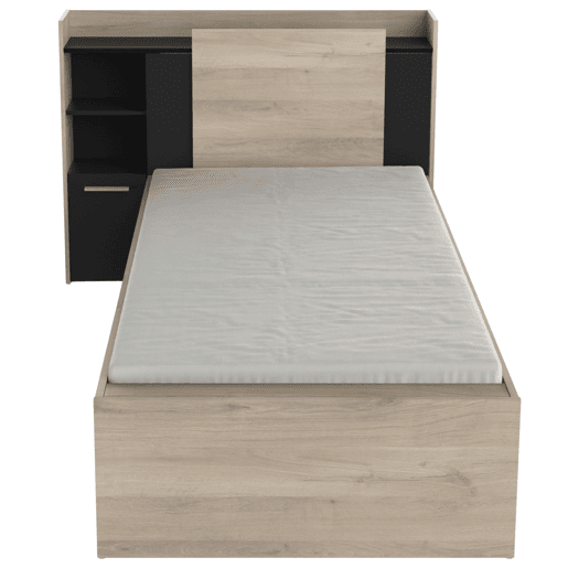 Cama Life Youth com carvalho Kronberg e cabeceira preta 90x190-200 cm Cama Life Youth com carvalho Kronberg e cabeceira preta 90x190-200 cm