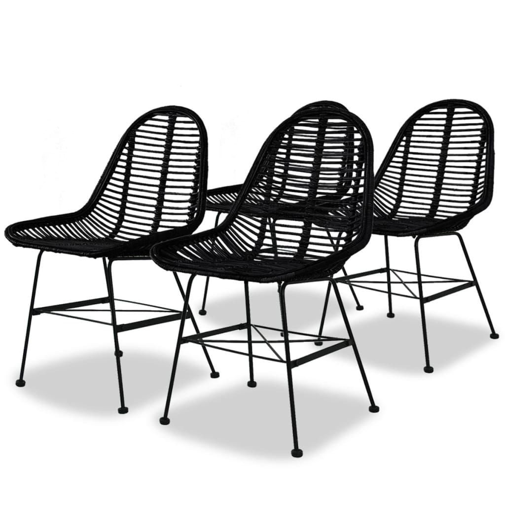 vidaxl sillas de comedor 4 unidades de ratan natural negro