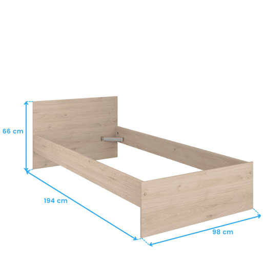 Cama de criança em carvalho Jackson 90x190 cm Quarto moderno para jovens Cama de criança em carvalho Jackson 90x190 cm Quarto moderno para jovens