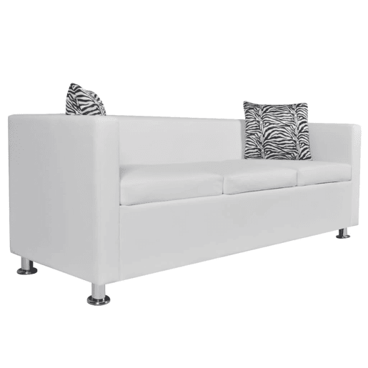 Sofá-cama de 3 lugares conversível para sala de estar cama de hóspedes dobrável para sala de estar assentos interiores de casa couro sintético branco 02_0020696