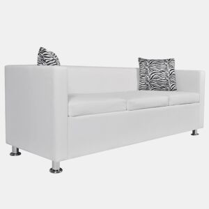 Sofá-cama de 3 lugares conversível para sala de estar cama de hóspedes dobrável para sala de estar assentos interiores de casa couro sintético branco 02_0020696