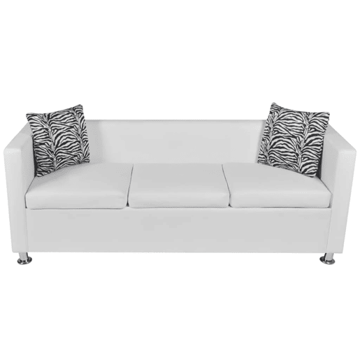 Sofá-cama de 3 lugares conversível para sala de estar cama de hóspedes dobrável para sala de estar assentos interiores de casa couro sintético branco 02_0020696