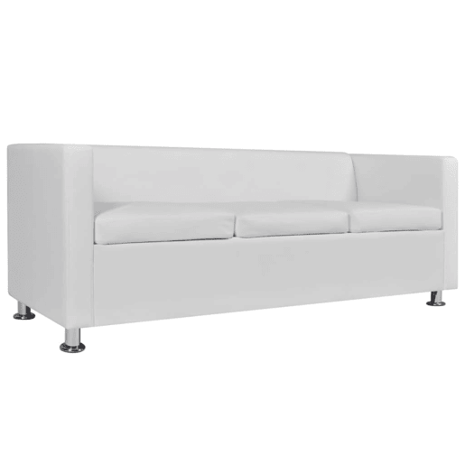 Sofá-cama de 3 lugares conversível para sala de estar cama de hóspedes dobrável para sala de estar assentos interiores de casa couro sintético branco 02_0020696