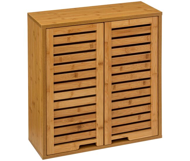 Armario de baño de pared take, mueble auxiliar 2 puertas, bambú, para cualquier estancia, 59x67x21 cm