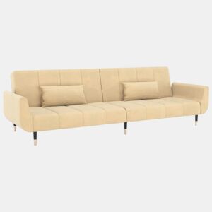 Sofá-cama de 2 lugares para sala de estar Cama conversível para hóspedes Cama dobrável para sala de estar Assento interno para casa com dois travesseiros Veludo creme 02_0019593