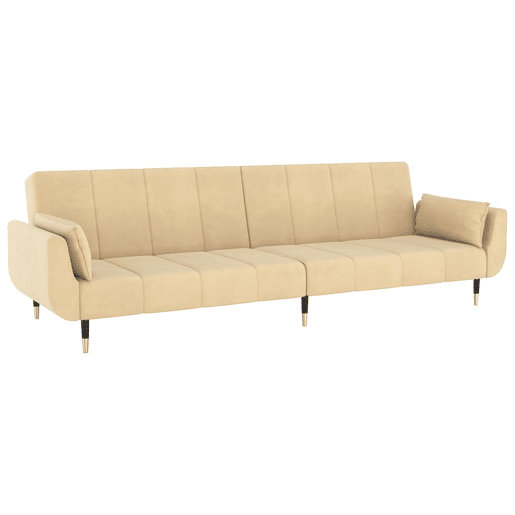 Sofá-cama de 2 lugares para sala de estar Cama conversível para hóspedes Cama dobrável para sala de estar Assento interno para casa com dois travesseiros Veludo creme 02_0019593