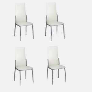 Conjunto de cadeiras para jantar de couro sintético brancas x 4
