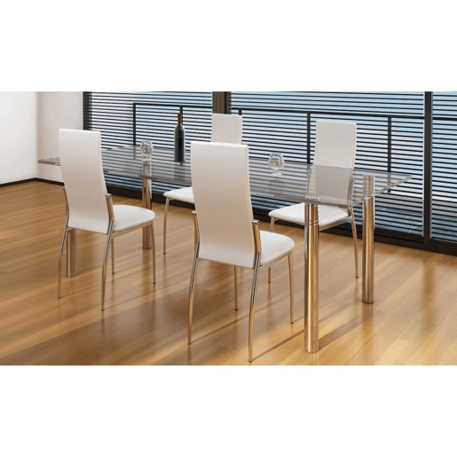 Conjunto de cadeiras para jantar de couro sintético brancas x 4