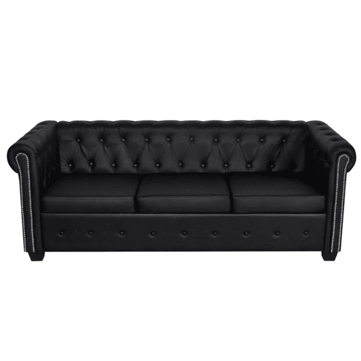 Sofá-cama de 3 lugares conversível para sala de estar cama de hóspedes dobrável para sala de estar assentos interiores de casa couro sintético preto 02_0018893
