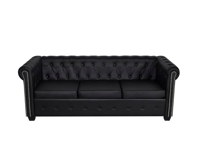 Sofá cama de 3 plazas convertible para salón cama de invitados diván plegable para salón asientos interiores de casa cuero sintético negro 02_0018893