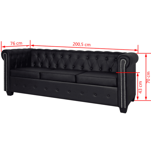 Sofá-cama de 3 lugares conversível para sala de estar cama de hóspedes dobrável para sala de estar assentos interiores de casa couro sintético preto 02_0018893