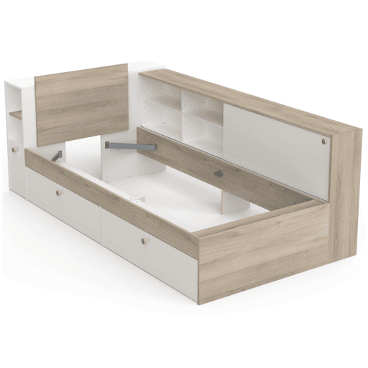 Cama Life com armazenamento Quarto Jovem Branco e Carvalho Kronberg 90x190-200 cm Cama Life com armazenamento Quarto Jovem Branco e Carvalho Kronberg 90x190-200 cm