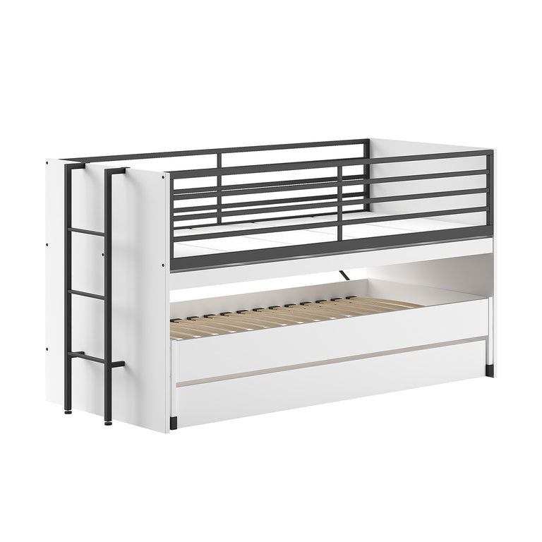 Cama de media altura 90x200 con somier y cajones vipack sam blanco