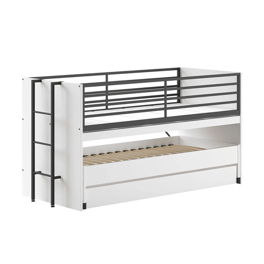 Cama de meia altura 90x200 base de ripas e gavetas incluĂdas Vipack Sam Branco Cama de meia altura 90x200 base de ripas e gavetas incluĂdas Vipack Sam Branco