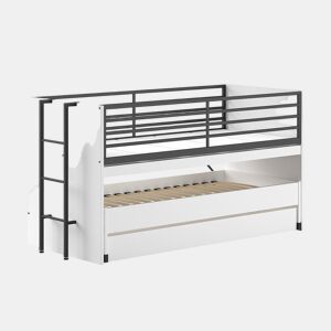 Cama de meia altura 90x200 base de ripas e gavetas incluídas Vipack Sam Branco