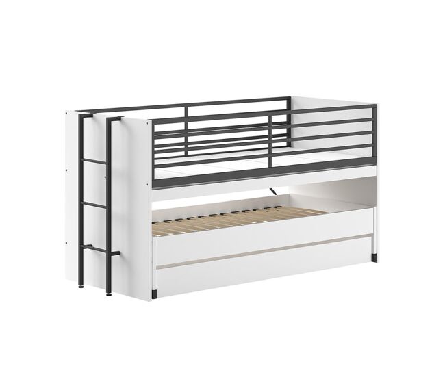 Cama de media altura 90x200 con somier y cajones vipack sam blanco