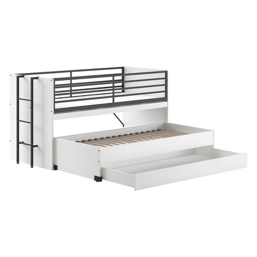 Cama de meia altura 90x200 base de ripas e gavetas incluĂdas Vipack Sam Branco Cama de meia altura 90x200 base de ripas e gavetas incluĂdas Vipack Sam Branco