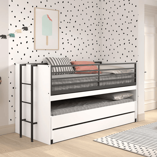 Cama de meia altura 90x200 base de ripas e gavetas incluĂdas Vipack Sam Branco Cama de meia altura 90x200 base de ripas e gavetas incluĂdas Vipack Sam Branco