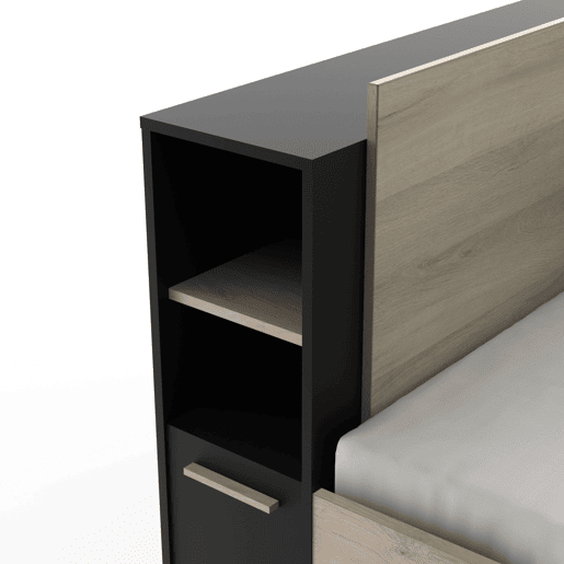 Cama Life com armazenamento Quarto Jovem Preto e Carvalho Kronberg 90x190-200 cm Cama Life com armazenamento Quarto Jovem Preto e Carvalho Kronberg 90x190-200 cm