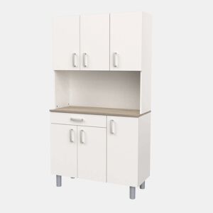 Aparador de Cozinha, Armário de Cozinha, Armário de Cozinha Buffet 6 Portas Branco e Carvalho Kronberg 101x185 cm