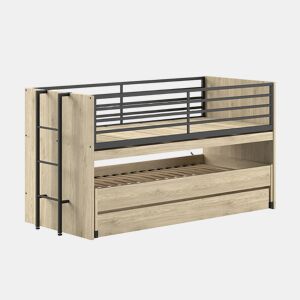 Cama de meia altura 90x200 base de ripas e gavetas incluídas Vipack Sam Madeira