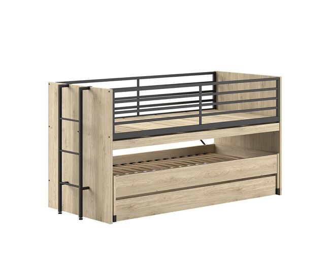 Cama de media altura 90x200 con somier y cajones vipack sam madera