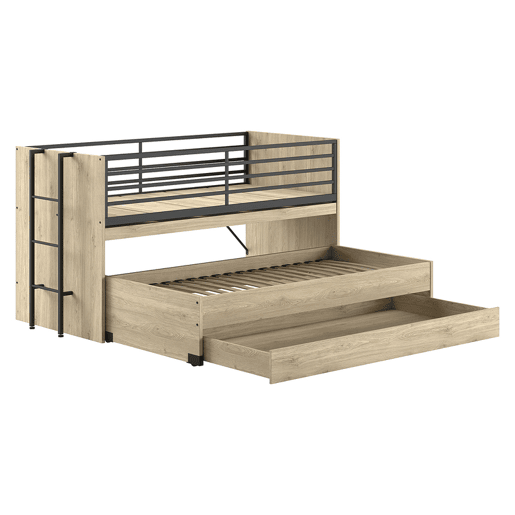 Cama de meia altura 90x200 base de ripas e gavetas incluídas Vipack Sam Madeira